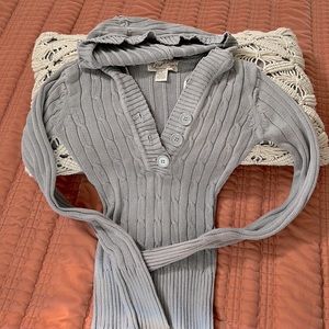 Fitted ribbed hoodie sweater